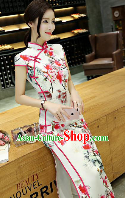 Traditional Ancient Chinese Young Women Cheongsam Dress Republic of China Tangsuit Stand Collar Blouse Dress Tang Suit Clothing