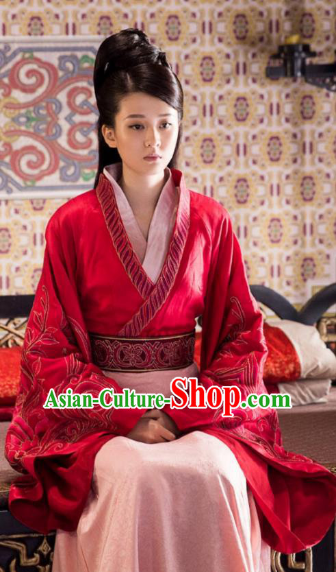 Chinese Ancient Princess Consort Hanfu Dress Television Drama Nirvana in Fire Xun Anru Embroidered Replica Costume for Women