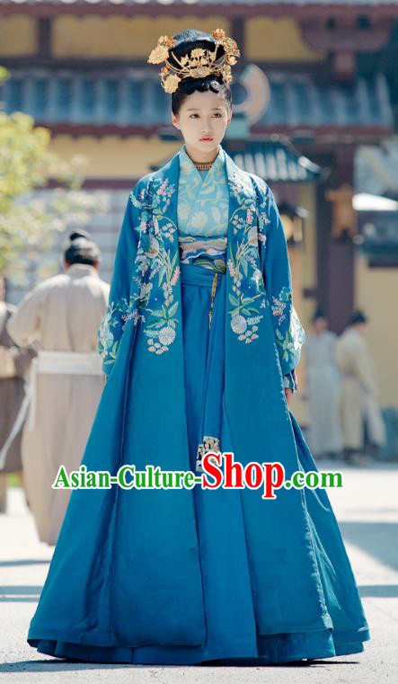 Untouchable Lovers Chinese Ancient Princess Liu Chuyu Embroidered Replica Costumes and Headpiece Complete Set for Women