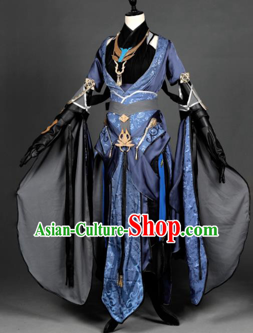 Chinese Ancient Taoist Nun Costume Cosplay Female Knight-errant Dress Hanfu Clothing for Women