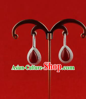 Chinese Traditional Zang Nationality Earrings Jewelry Accessories, China Tibetan Ethnic Eardrop for Women