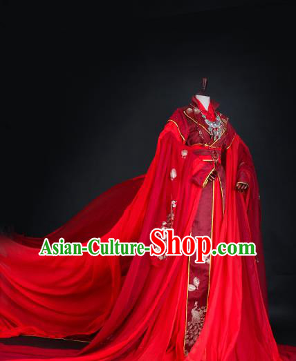 Chinese Ancient Queen Red Hanfu Dress Tang Dynasty Imperial Empress Wedding Embroidered Costume for Women