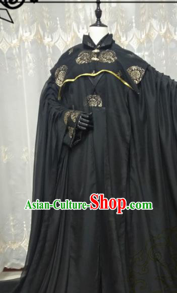 Chinese Ancient Nobility Childe Knight Black Costume Cosplay Swordsman Royal Highness Clothing for Men