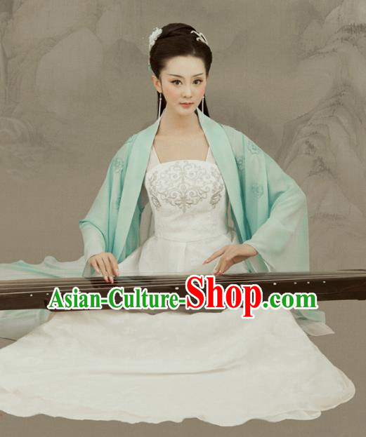 Traditional Chinese Ancient Palace Lady Dress Tang Dynasty Princess Embroidered Costume and Headpiece for Women