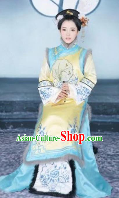 Chinese Traditional Qing Dynasty Princess Consort Hanfu Dress Ancient Manchu Palace Lady Costume for Women