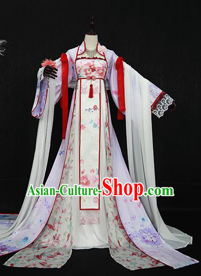 Chinese Ancient Cosplay Princess Costume Tang Dynasty Palace Lady Embroidered Hanfu Dress for Women