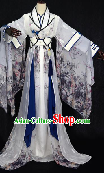 Chinese Ancient Cosplay Swordswoman Costume Han Dynasty Nobility Lady Embroidered Hanfu Dress for Women