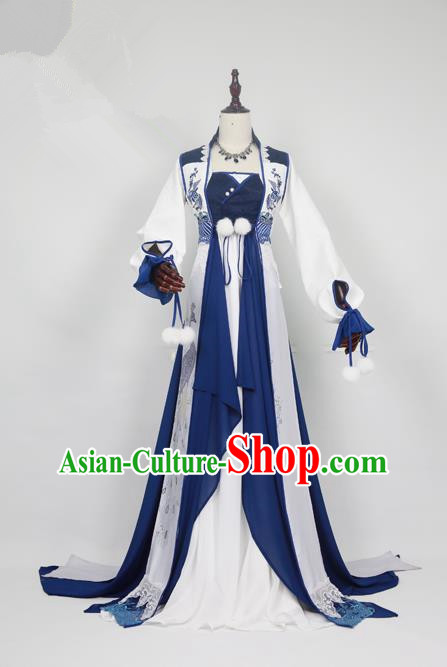 Chinese Ancient Cosplay Swordswoman Costume Han Dynasty Young Lady Embroidered Hanfu Dress for Women