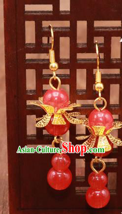 Traditional Chinese Jewelry Accessories Red Beads Eardrop Ancient Hanfu Tassel Earrings for Women