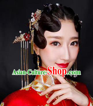 Chinese Traditional Xiuhe Suit Hair Accessories Ancient Hairpins Hair Clips Complete Set for Women