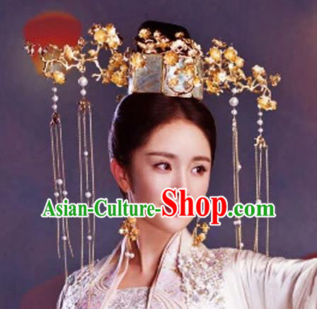 Chinese Traditional Handmade Hair Accessories Queen Phoenix Coronet Ancient Hairpins Complete Set for Women