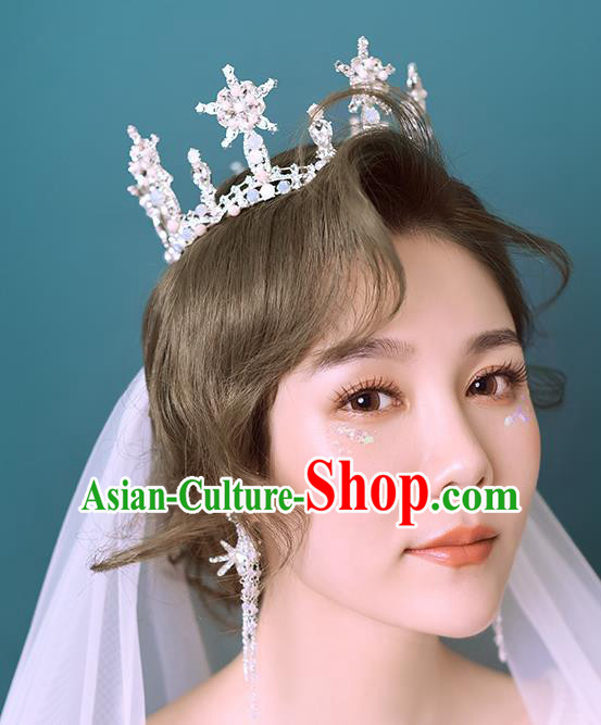 Baroque Style Hair Jewelry Accessories Bride Crystal Beads Royal Crown Princess Hair Clasp for Women