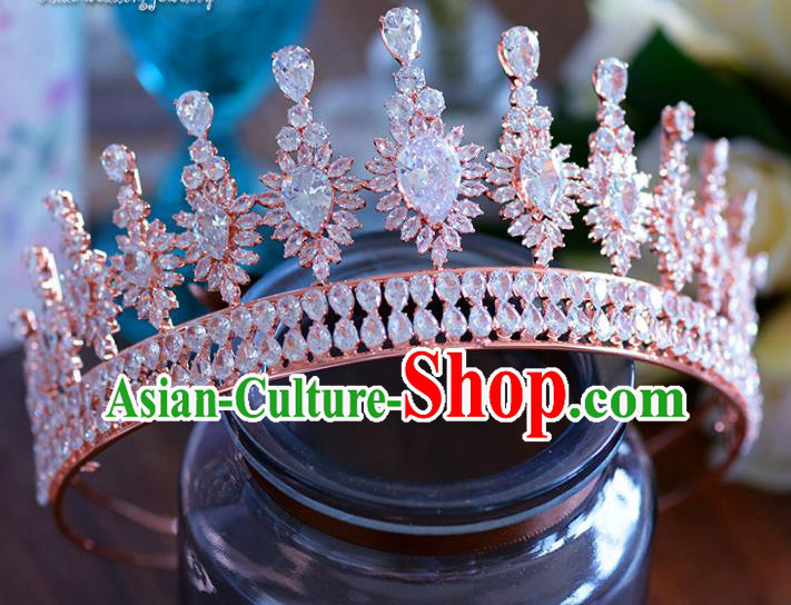 Baroque Style Hair Jewelry Accessories Bride Zircon Royal Crown Princess Crystal Hair Clasp for Women