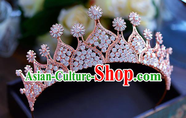 Baroque Style Hair Jewelry Accessories Bride Royal Crown Princess Zircon Hair Clasp for Women