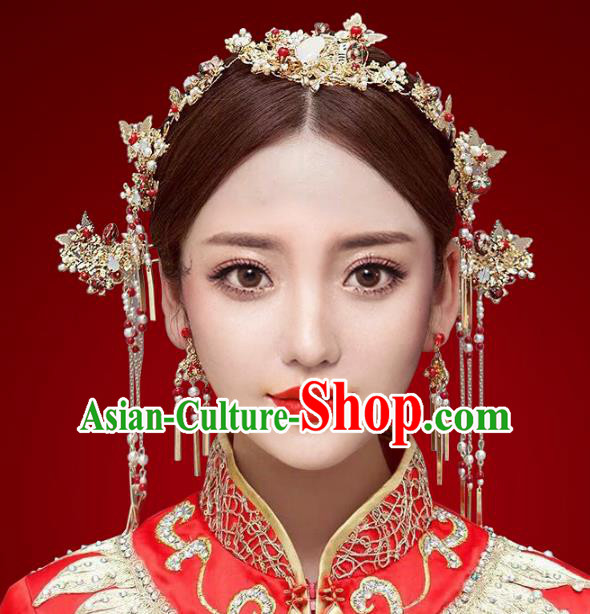 Chinese Traditional Hair Accessories Complete Set Ancient Xiuhe Suit Phoenix Coronet Hairpins for Women