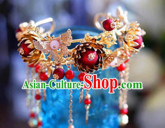 Chinese Handmade Jewelry Accessories Ancient Palace Bracelet Hanfu Red Beads Bangle for Women
