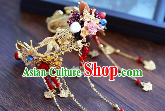 Chinese Handmade Jewelry Accessories Ancient Palace Tassel Bracelet Hanfu Goldfish Bangle for Women