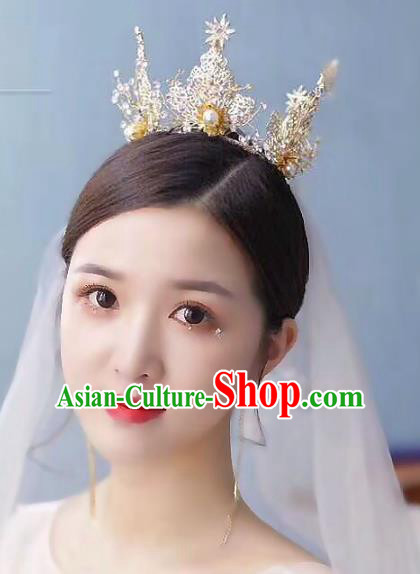Baroque Style Hair Jewelry Accessories Bride Royal Crown Princess Pearls Imperial Crown for Women