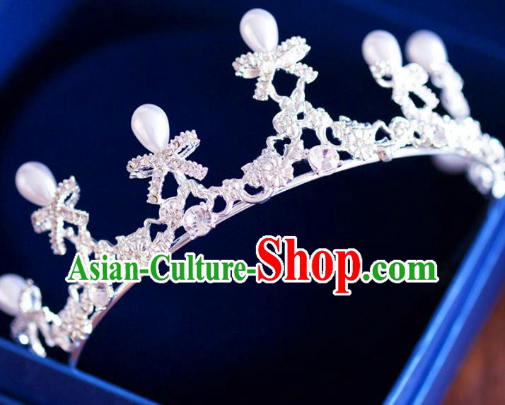 Handmade Baroque Style Hair Jewelry Accessories Bride Crystal Bowknot Royal Crown Princess Imperial Crown for Women