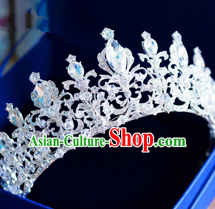 Top Grade Handmade Baroque Princess Crystal Royal Crown Hair Imperial Crown for Women