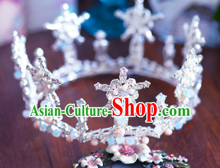 Baroque Style Hair Jewelry Accessories Bride Crystal Round Royal Crown Princess Imperial Crown for Women