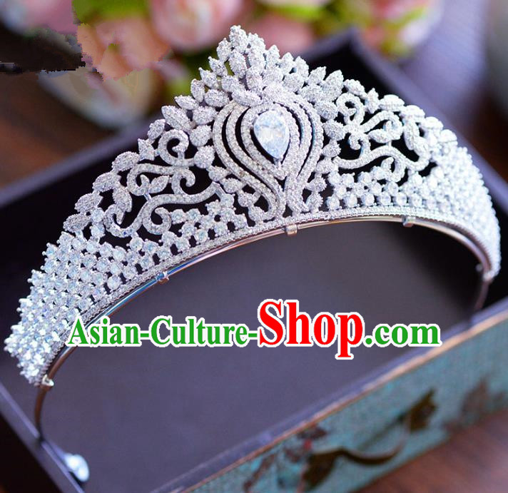 Top Grade Handmade Baroque Hair Jewelry Accessories Crystal Royal Crown Bride Zircon Imperial Crown for Women
