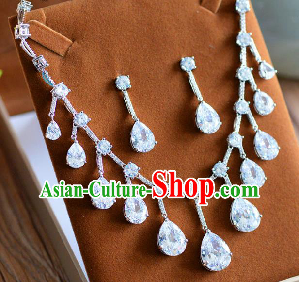 Top Grade Handmade Wedding Zircon Jewelry Accessories Necklace and Earrings for Women