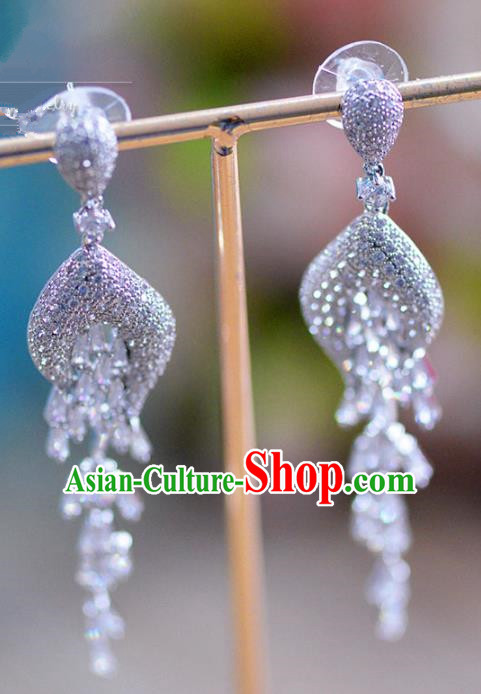 Top Grade Handmade Wedding Zircon Jewelry Accessories Tassel Earrings for Women