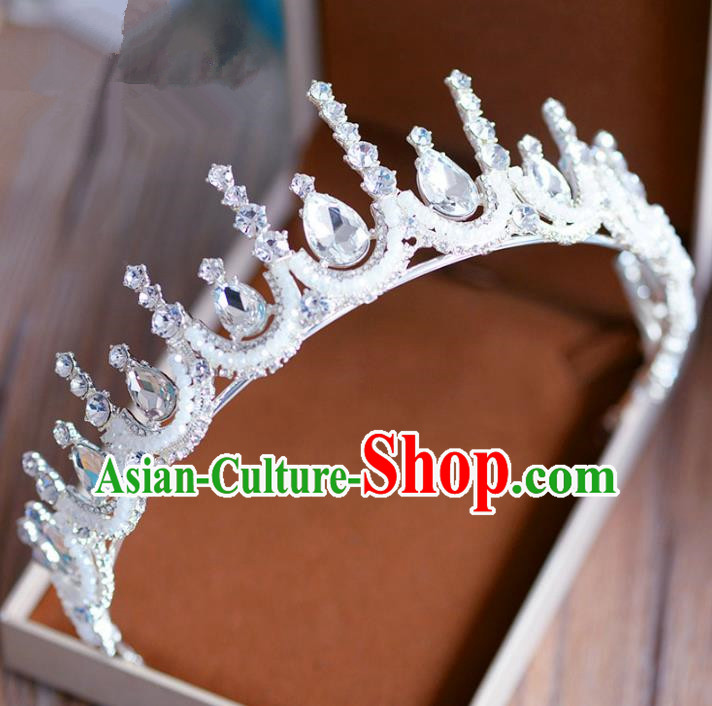 Top Grade Handmade Baroque Zircon Hair Accessories Princess Crystal Royal Crown Headwear for Women