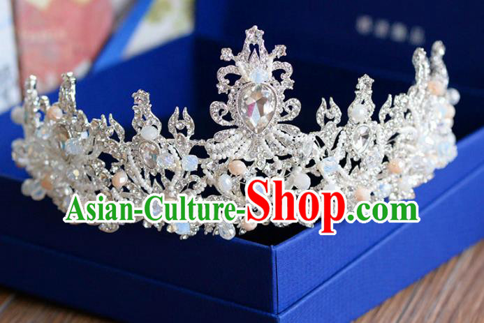 Top Grade Handmade Hair Accessories Baroque Princess Zircon Pearls Royal Crown Headwear for Women