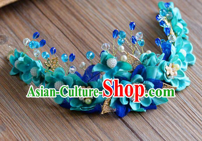 Top Grade Handmade Hair Accessories Baroque Green Flowers Garland Royal Crown Headwear for Women