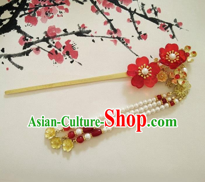 Ancient Chinese Handmade Hair Accessories Classical Pearls Tassel Step Shake Hairpins for Women