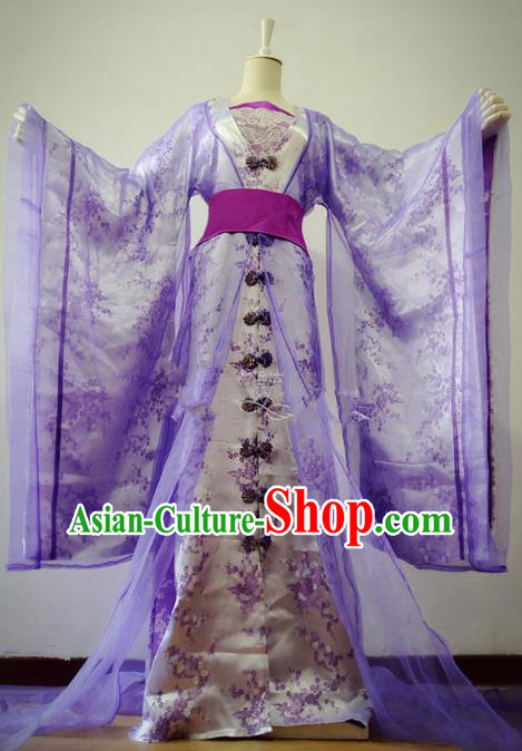 Chinese Ancient Cosplay Imperial Consort Costume Traditional Song Dynasty Princess Purple Hanfu Dress for Women