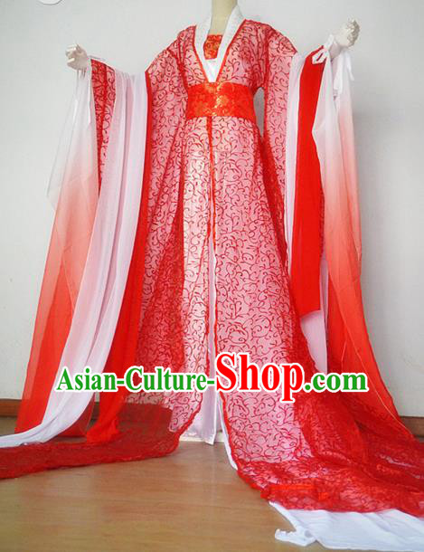 Chinese Ancient Cosplay Queen Costume Traditional Tang Dynasty Palace Lady Red Hanfu Dress for Women