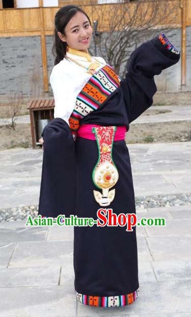 Traditional Chinese Zang Nationality Dance Costume China Tibetan Minority Enthic Clothing
