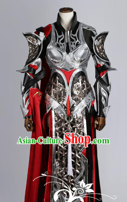 Chinese Traditional Ancient Swordswoman Female General Armour Costume and Boots for Women