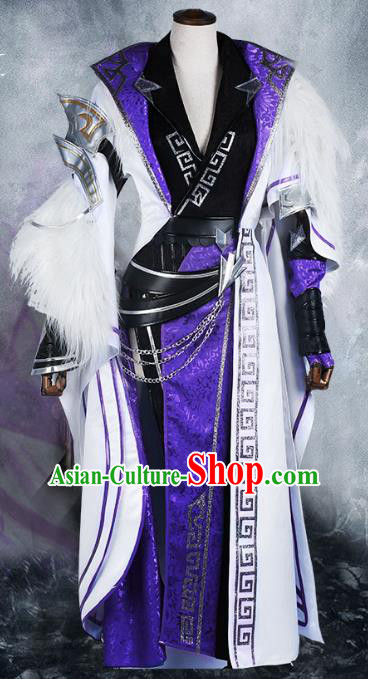 Chinese Ancient Cosplay Swordsman Black Costumes Traditional