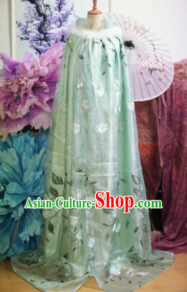 Chinese Traditional Ancient Nobility Lady Clothing Song Dynasty Princess Green Cloak for Women