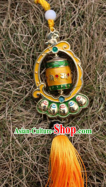 Chinese Zang Nationality Handmade Waist Accessories Prayer Wheel Tibetan Minority Sutra-Canisters