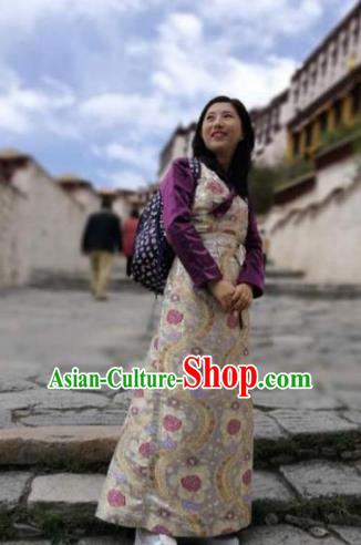 Traditional Chinese Zang Nationality Dance Costume China Tibetan Minority Enthic Clothing