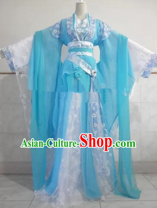Chinese Song Dynasty Princess Blue Hanfu Dress Ancient Fairy Traditional Clothing for Women