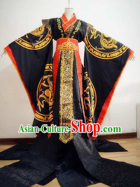 Chinese Qin Dynasty Emperor Hanfu Ancient King Swordsman Traditional Clothing for Men
