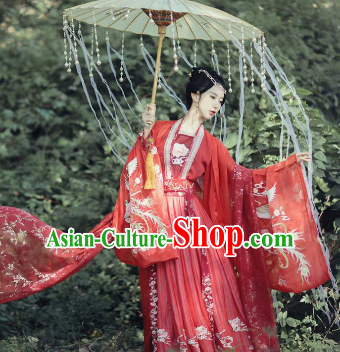 Chinese Ancient Palace Princess Costumes Traditional Han Dynasty Bride Wedding Embroidered Hanfu Dress for Women