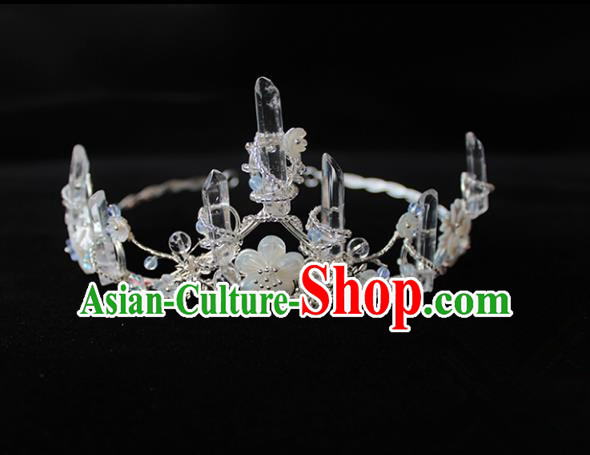 Chinese Ancient Handmade Crystal Hair Crown Hair Accessories Hanfu Hairpins for Women