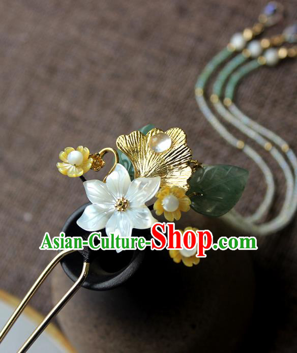 Chinese Ancient Handmade Ginkgo Leaf Hair Clip Classical Hair Accessories Hanfu Hairpins for Women