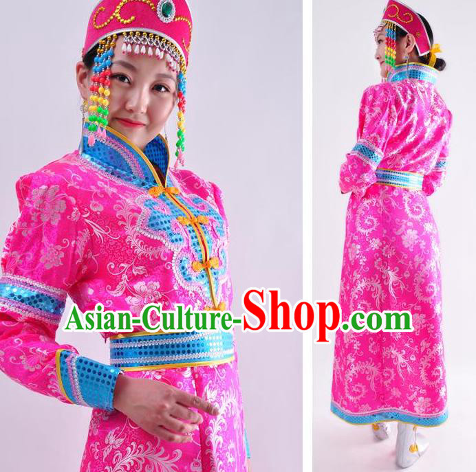 Traditional Chinese Mongol Nationality Dancing Costume Mongols Female Folk Dance Headwear Mongolian Minority Embroidery Costume
