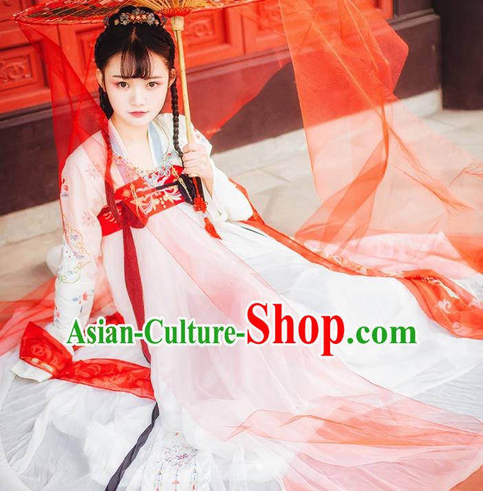 Chinese Ancient Palace Lady Hanfu Han Dynasty Imperial Concubine Queen Embroidered Historical Costumes