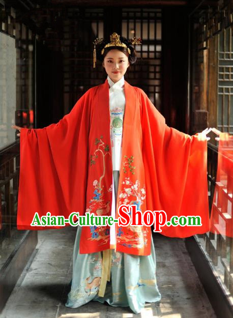 Chinese Ancient Imperial Empress Wedding Costumes Traditional Ming Dynasty Bride Embroidered Hanfu Dress for Women