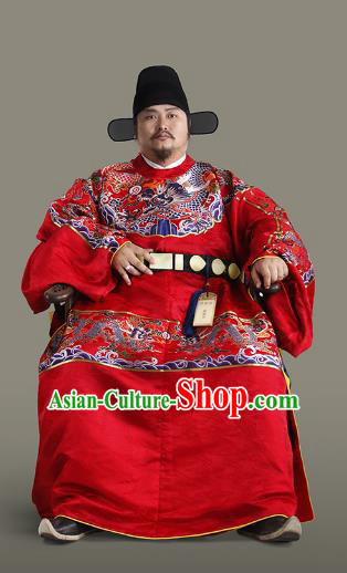 Chinese Ancient Ming Dynasty Emperor Wedding Costumes and Headpiece Complete Set