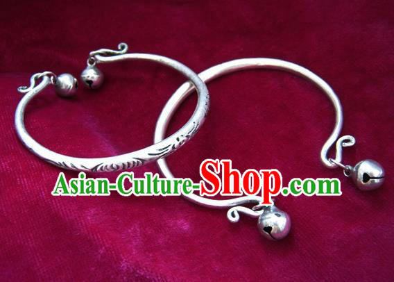Traditional Chinese Miao Nationality Hair Accessories Hmong Female Folk Dance Hairpins Bracelet Sliver Necklace Headwear for Women
